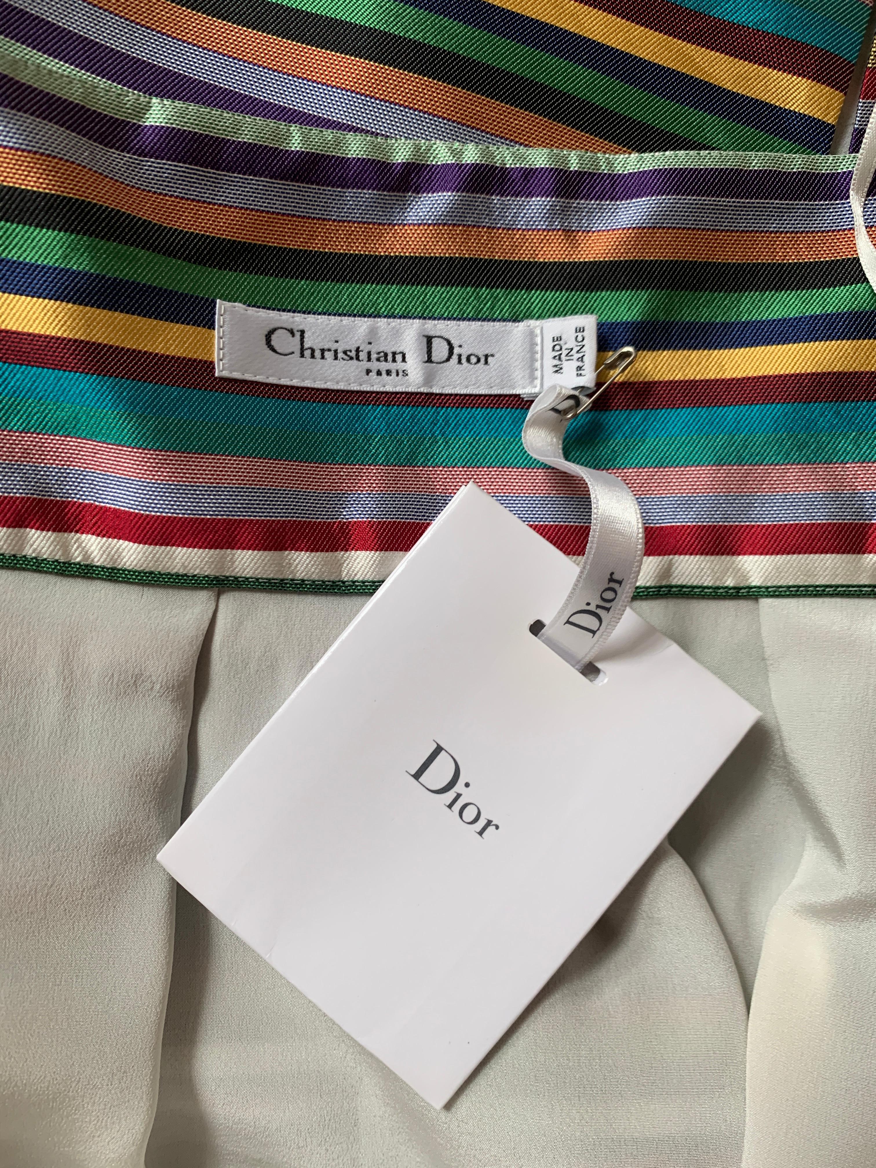 New Christian Dior Bubble Top Multicolor Silk Stripe Maxi Skirt In Excellent Condition For Sale In San Francisco, CA