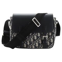 Christian Dior Buckle Flap Messenger Bag Oblique Canvas and Calfskin
