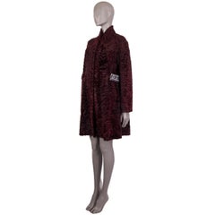 CHRISTIAN DIOR burgundy ASTRAKHAN LAMB FUR Coat Jacket 38 S