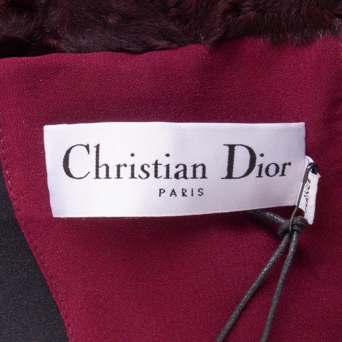 CHRISTIAN DIOR burgundy ASTRAKHAN LAMB FUR Coat Jacket 38 S For Sale 1