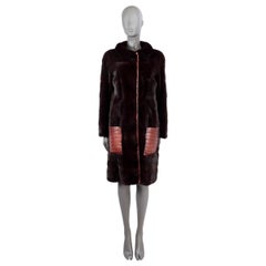 CHRISTIAN DIOR burgundy CROC TRIM MINK FUR Coat Jacket 42 L