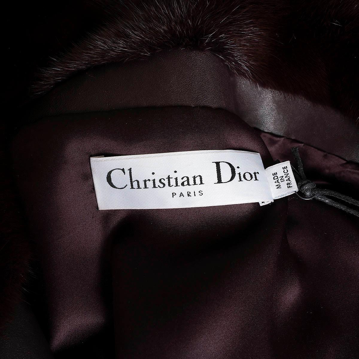 CHRISTIAN DIOR burgundy CROC TRIM MINK FUR Coat Jacket 42 L For Sale 5