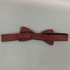 CHRISTIAN DIOR Burgundy Dot Print Silk Bow Tie