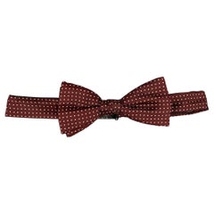 CHRISTIAN DIOR Burgundy Dot Print Silk Bow Tie