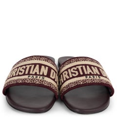 CHRISTIAN DIOR bordeaux DWAY EMBROIDED Slide Sandals Shoes 37