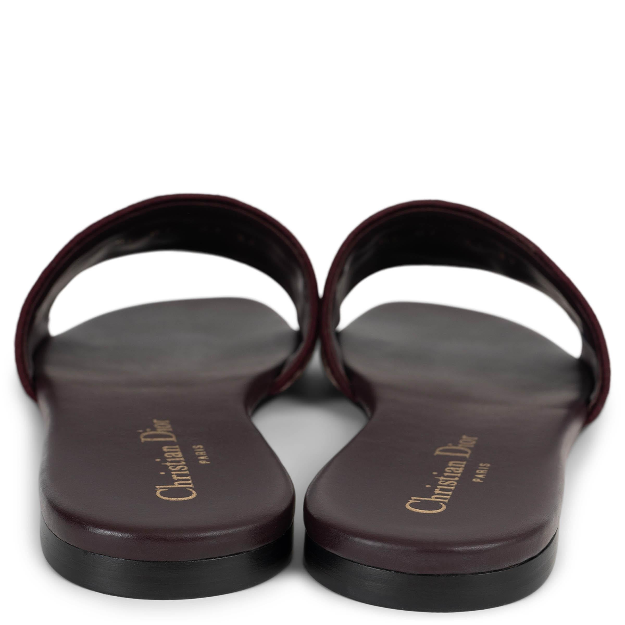 CHRISTIAN DIOR burgundy DWAY EMBROIDERED Slide Sandals Shoes 37 For Sale 1