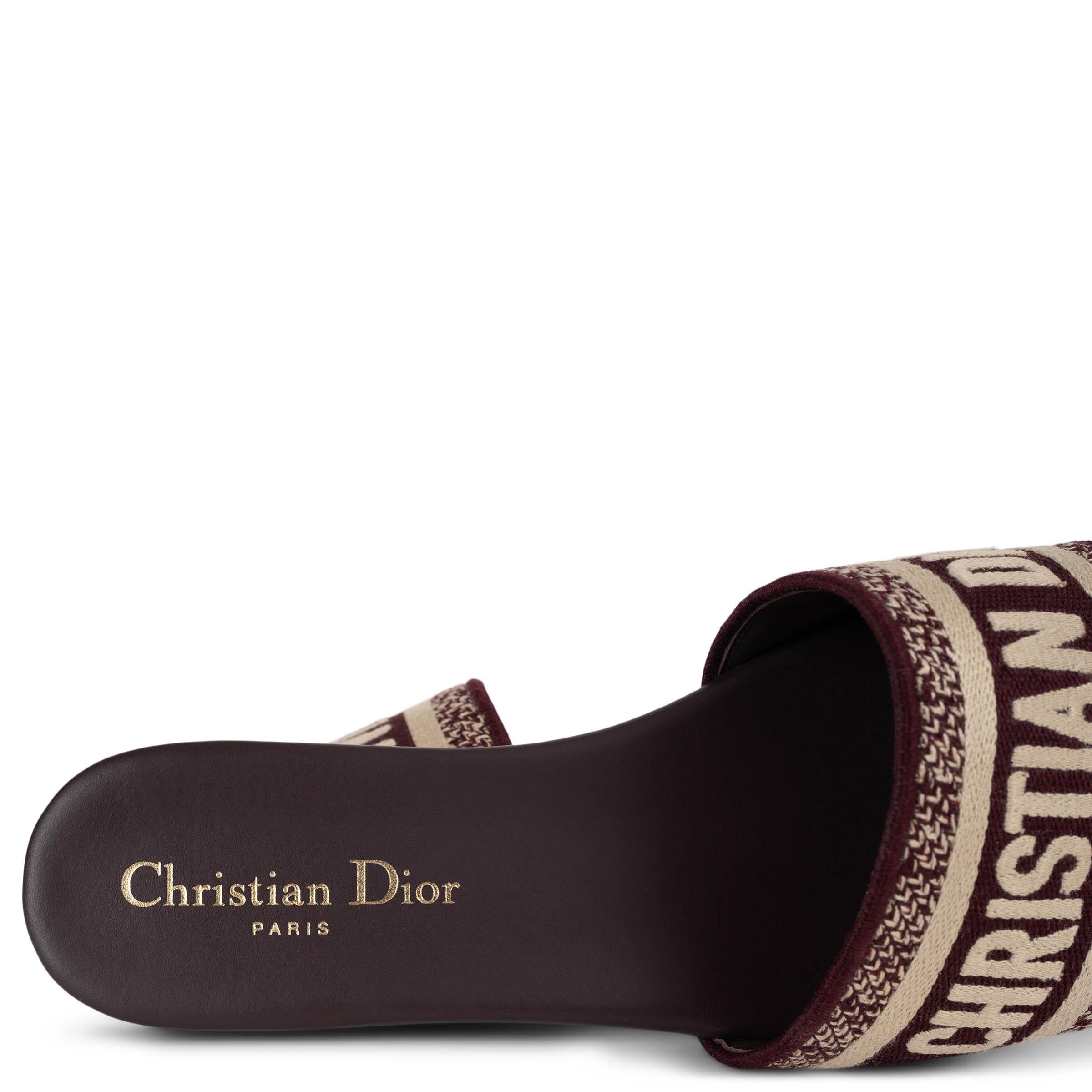 CHRISTIAN DIOR burgundy DWAY EMBROIDERED Slide Sandals Shoes 37 For Sale 4