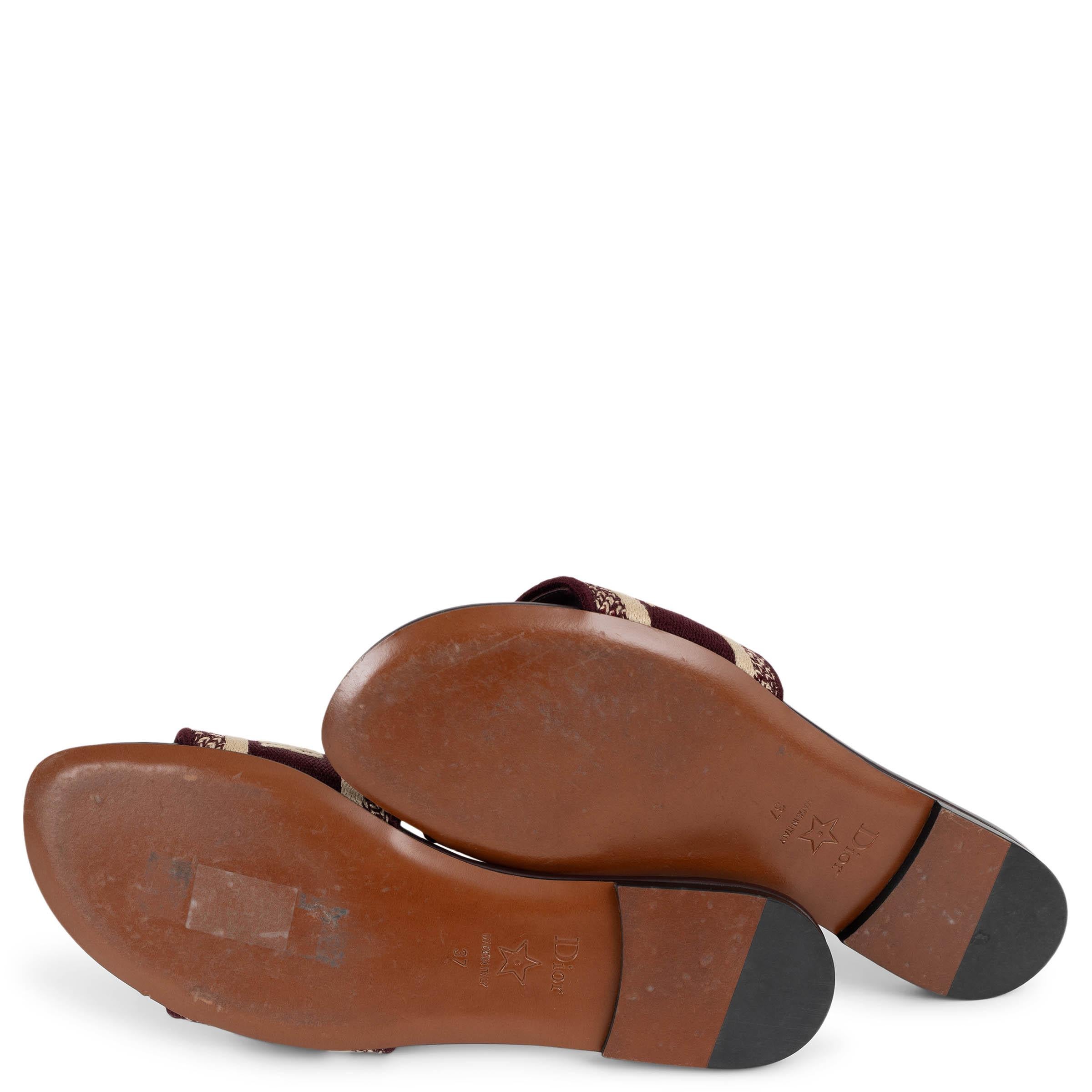 CHRISTIAN DIOR burgundy DWAY EMBROIDERED Slide Sandals Shoes 37 For Sale 5