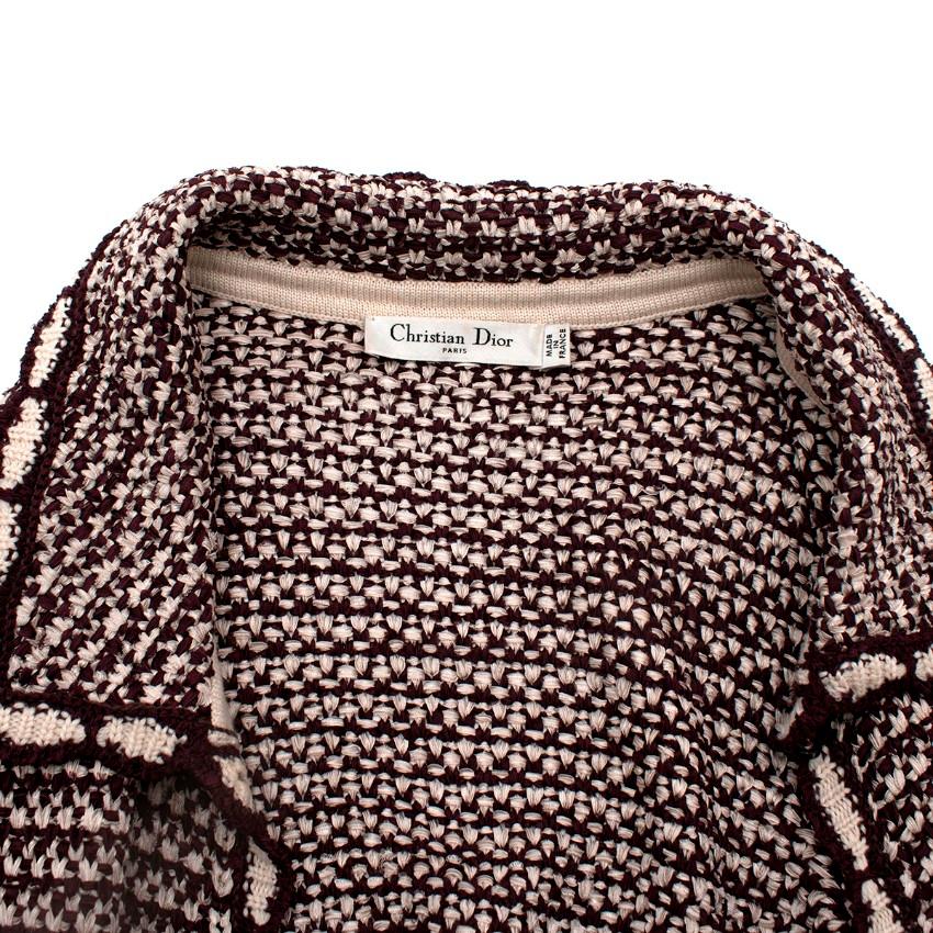 Women's Christian Dior Burgundy & Ivory Silk-Blend Crochet Dress & Jacket Set - US 00 For Sale