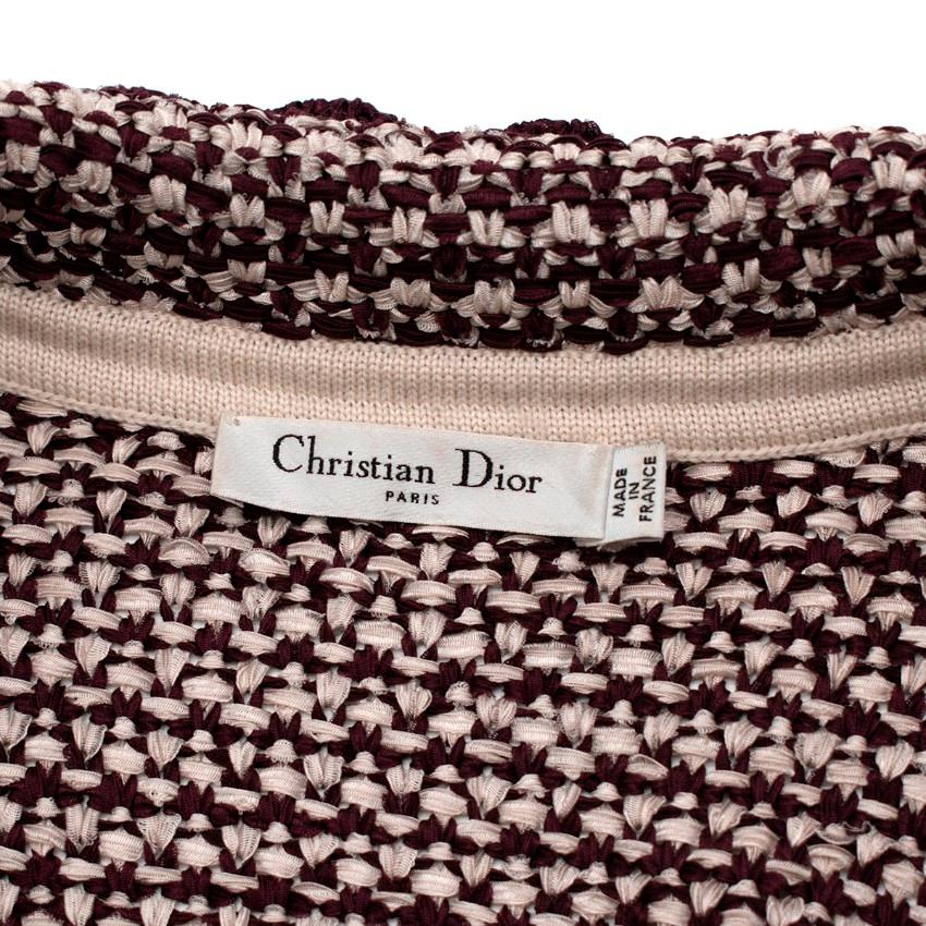 Christian Dior Burgundy & Ivory Silk-Blend Crochet Dress & Jacket Set - US 00 For Sale 1