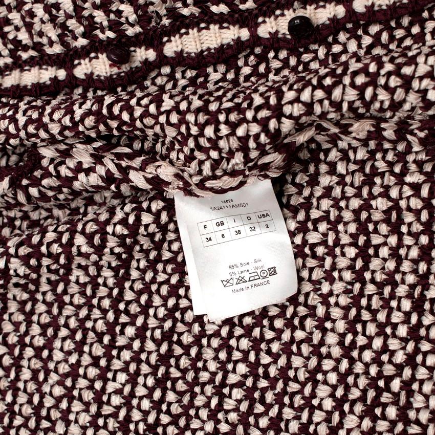 Christian Dior Burgundy & Ivory Silk-Blend Crochet Dress & Jacket Set - US 00 For Sale 2
