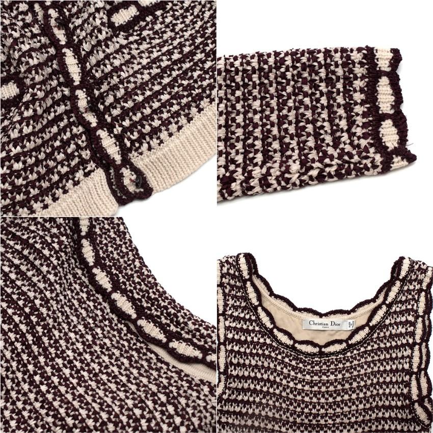 Christian Dior Burgundy & Ivory Silk-Blend Crochet Dress & Jacket Set - US 00 For Sale 3
