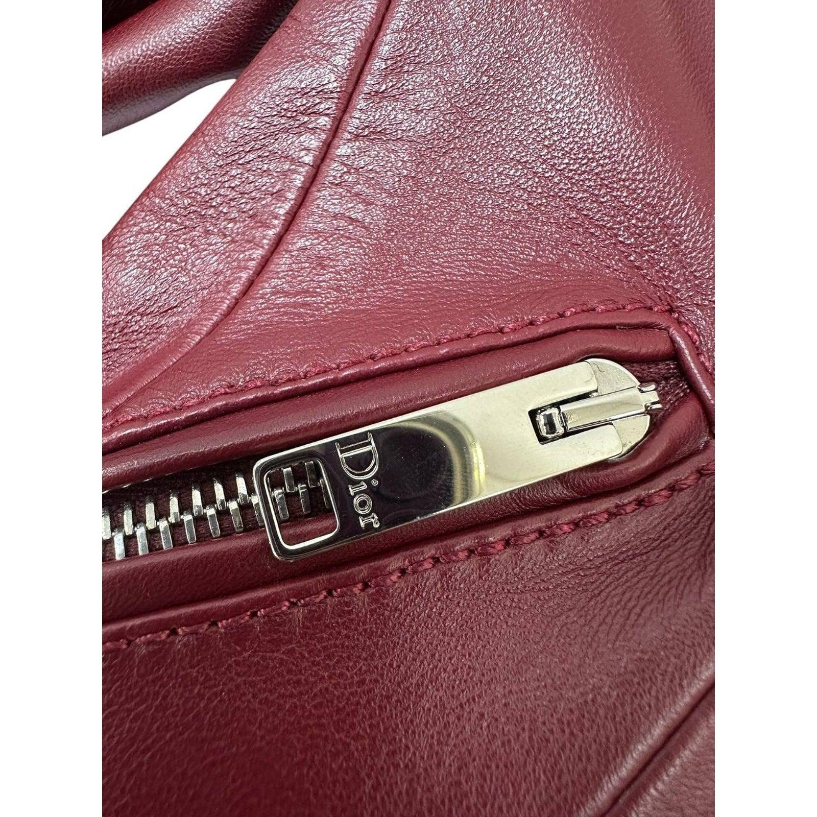 Christian Dior Burgundy Leder Biker Jacke Sz.38 im Zustand „Hervorragend“ im Angebot in Krakow, PL