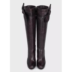 Christian Dior Burgundy Leather Bow Boots EU 39.5 Cone Heel