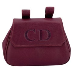 Christian Dior Burgundy Leather CD Montaigne Belt Pouch Mini Bag