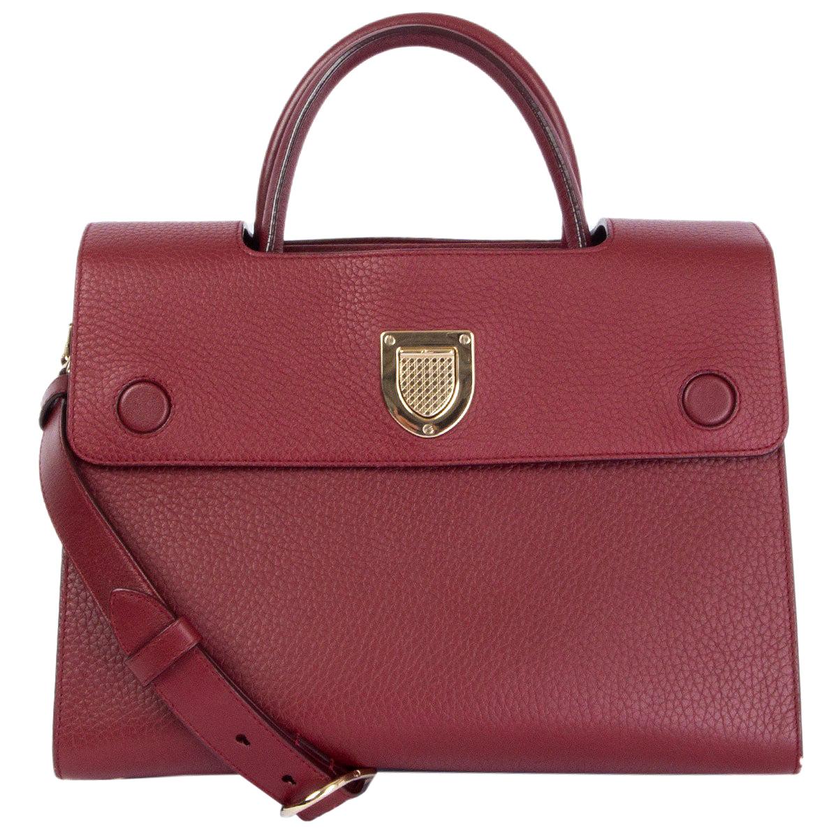 CHRISTIAN DIOR - Sac à bandoulière DIOREVER MEDIUM en cuir bordeaux en vente