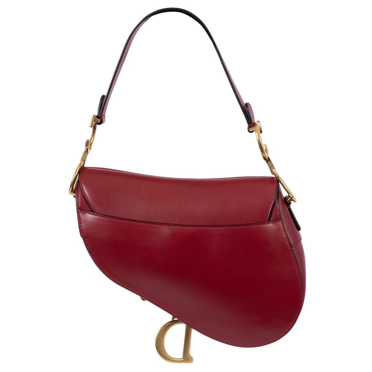 Women's CHRISTIAN DIOR burgundy leather SADDLE Shoulder Bag For Sale