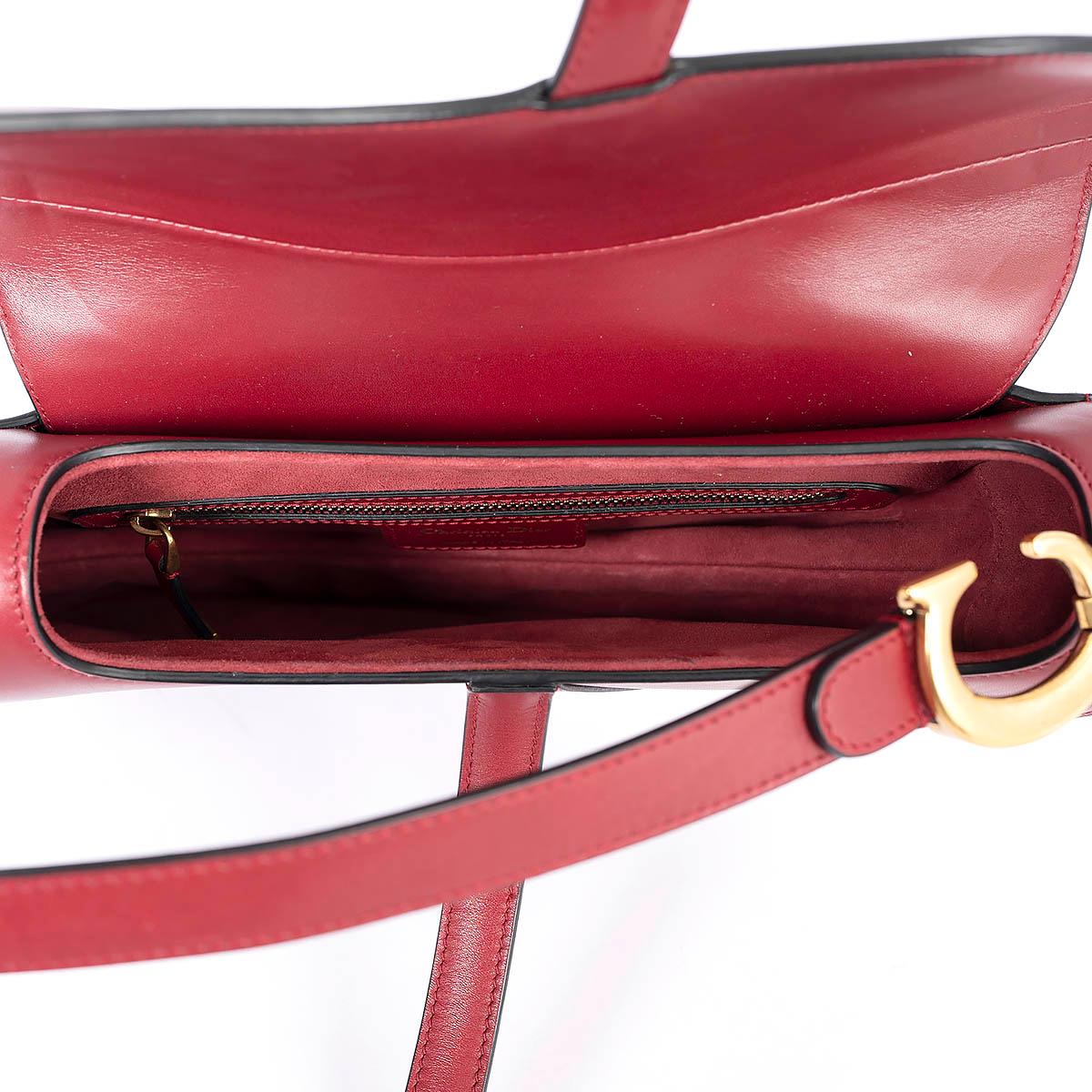 CHRISTIAN DIOR burgundy leather SADDLE Shoulder Bag For Sale 2