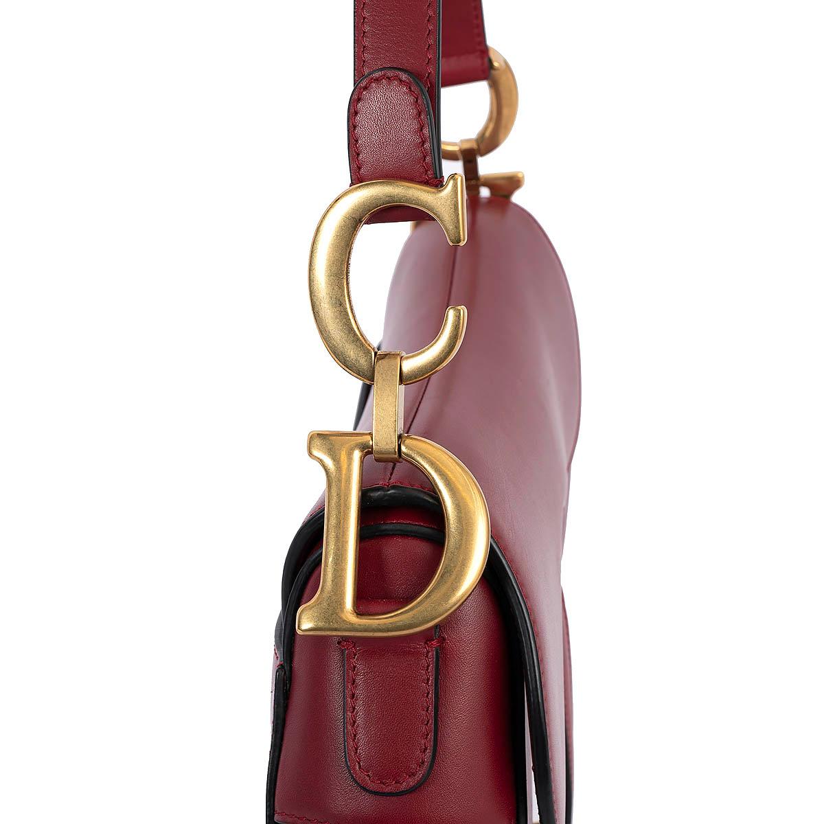 CHRISTIAN DIOR burgundy leather SADDLE Shoulder Bag For Sale 3