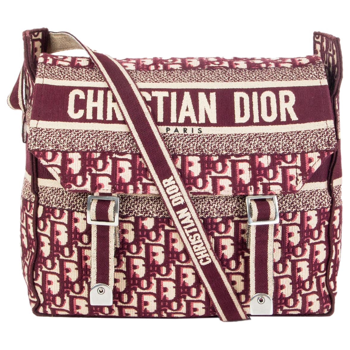 CHRISTIAN DIOR burgundy LOGO OBLIQUE DIORCAMP MESSENGER Bag