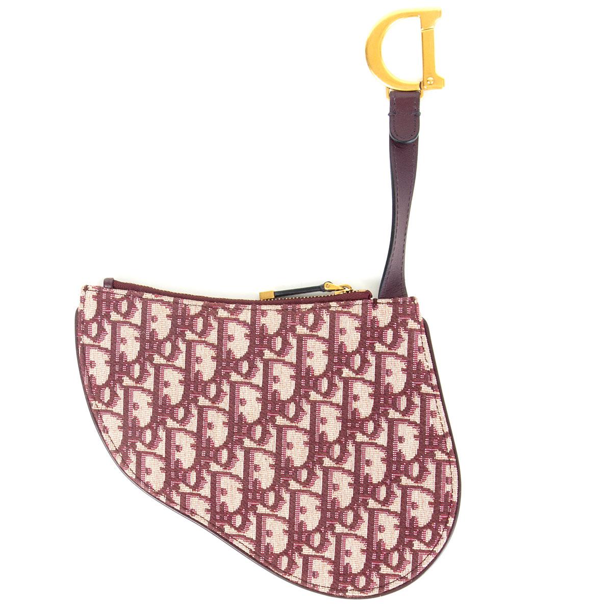 CHRISTIAN DIOR burgundy LOGO OBLIQUE SADDLE ZIP POUCHBag at 1stDibs burgundy dior purse