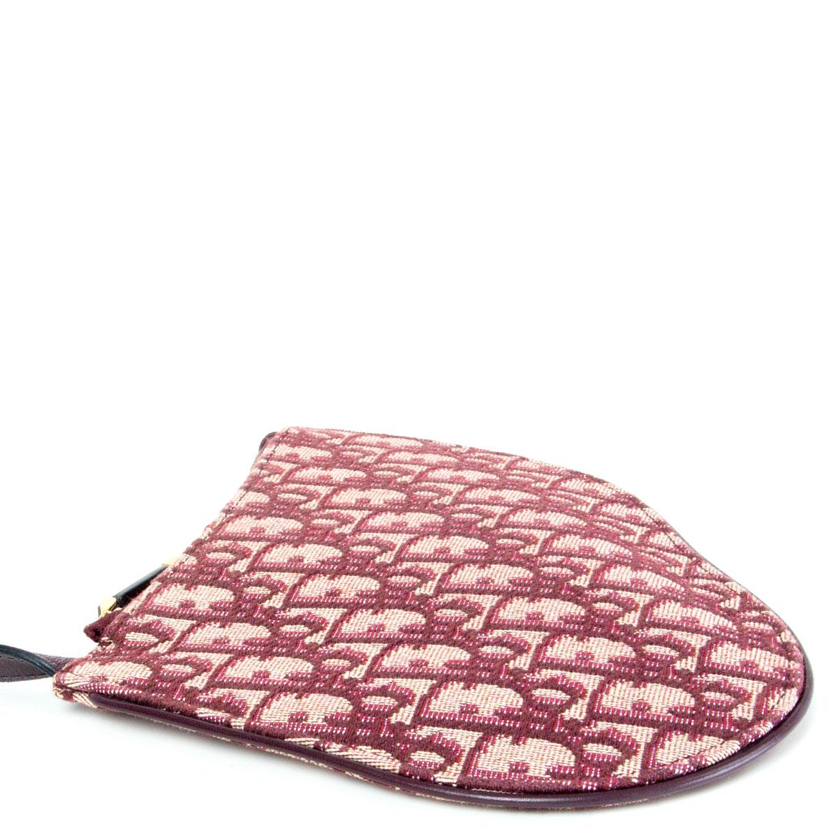 CHRISTIAN DIOR burgundy LOGO OBLIQUE SADDLE ZIP POUCHBag at 1stDibs burgundy dior purse