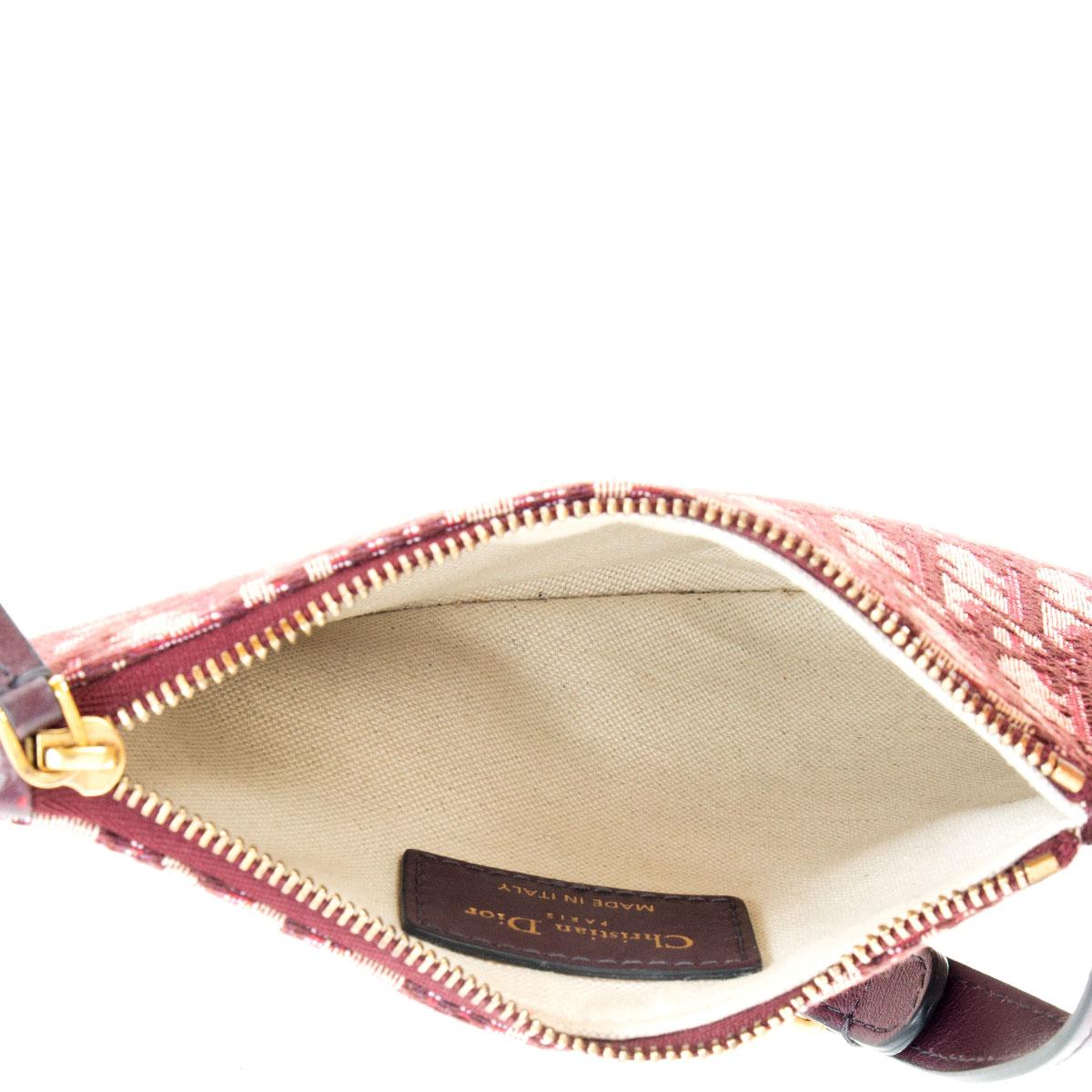 CHRISTIAN DIOR burgundy LOGO OBLIQUE SADDLE ZIP POUCHBag at 1stDibs burgundy dior purse