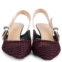 CHRISTIAN DIOR burgundy mesh J'ADIOR Slingback Pumps Shoes 40