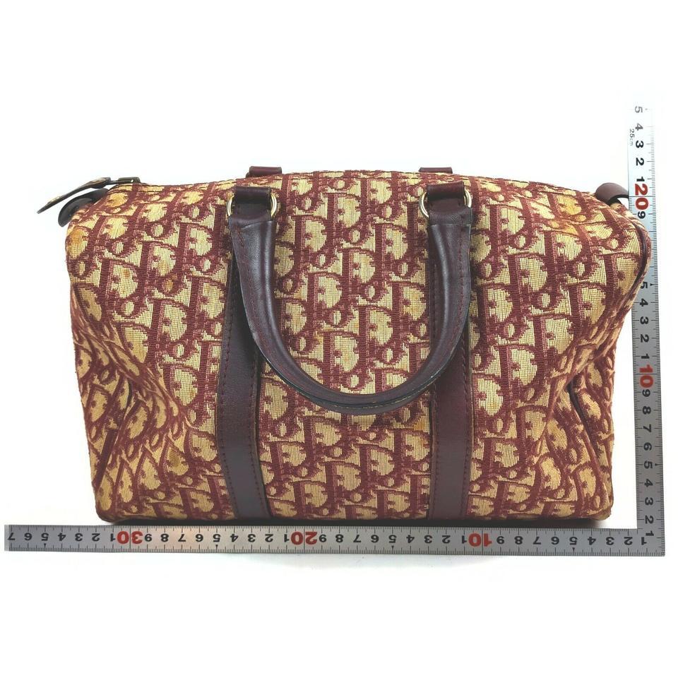 Christian Dior Burgundy Monogram Trotter Boston Duffle Bag 862605  1