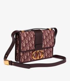 Christian Dior Burgundy Oblique Jacquard & Burgundy Leather 30 Montaigne Bag