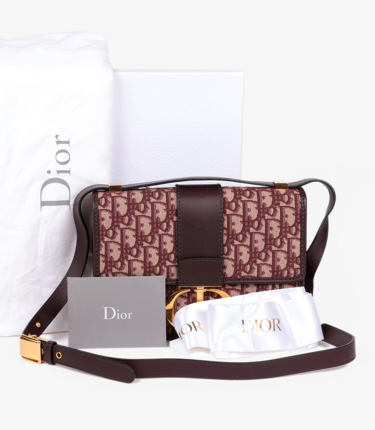 Christian Dior Burgundy Oblique Jacquard & Calfskin Leather 30 Montaigne Bag im Angebot 5