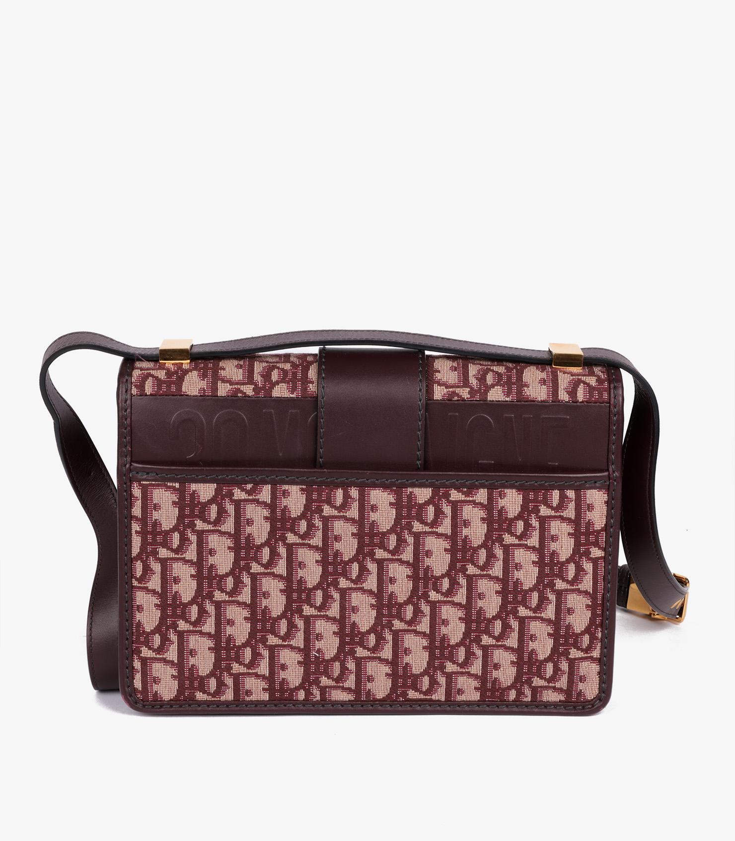 Christian Dior Burgundy Oblique Jacquard & Calfskin Leather 30 Montaigne Bag Damen im Angebot