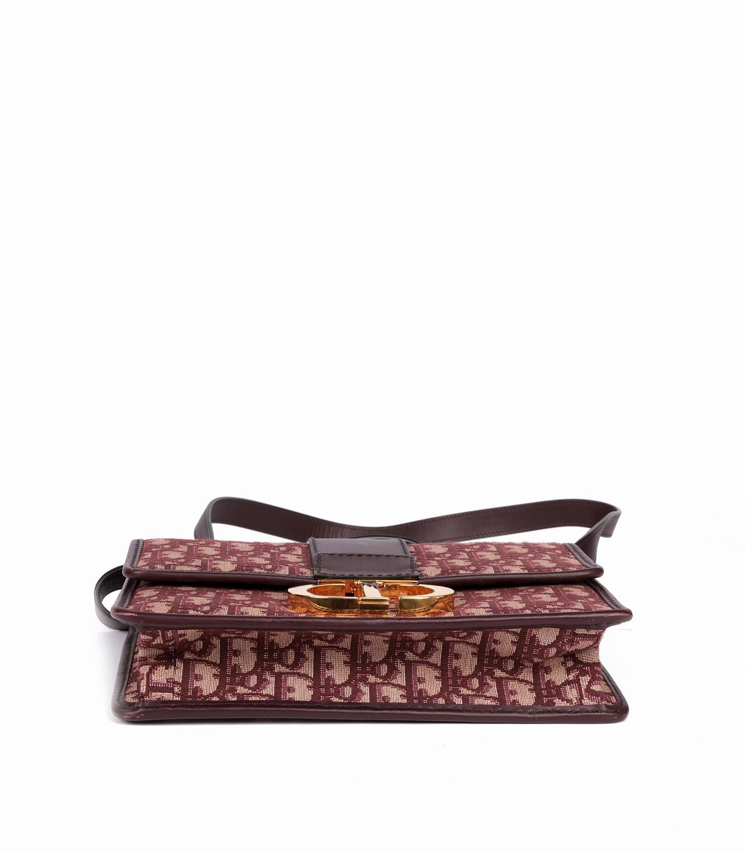 Christian Dior Burgundy Oblique Jacquard & Calfskin Leather 30 Montaigne Bag im Angebot 1
