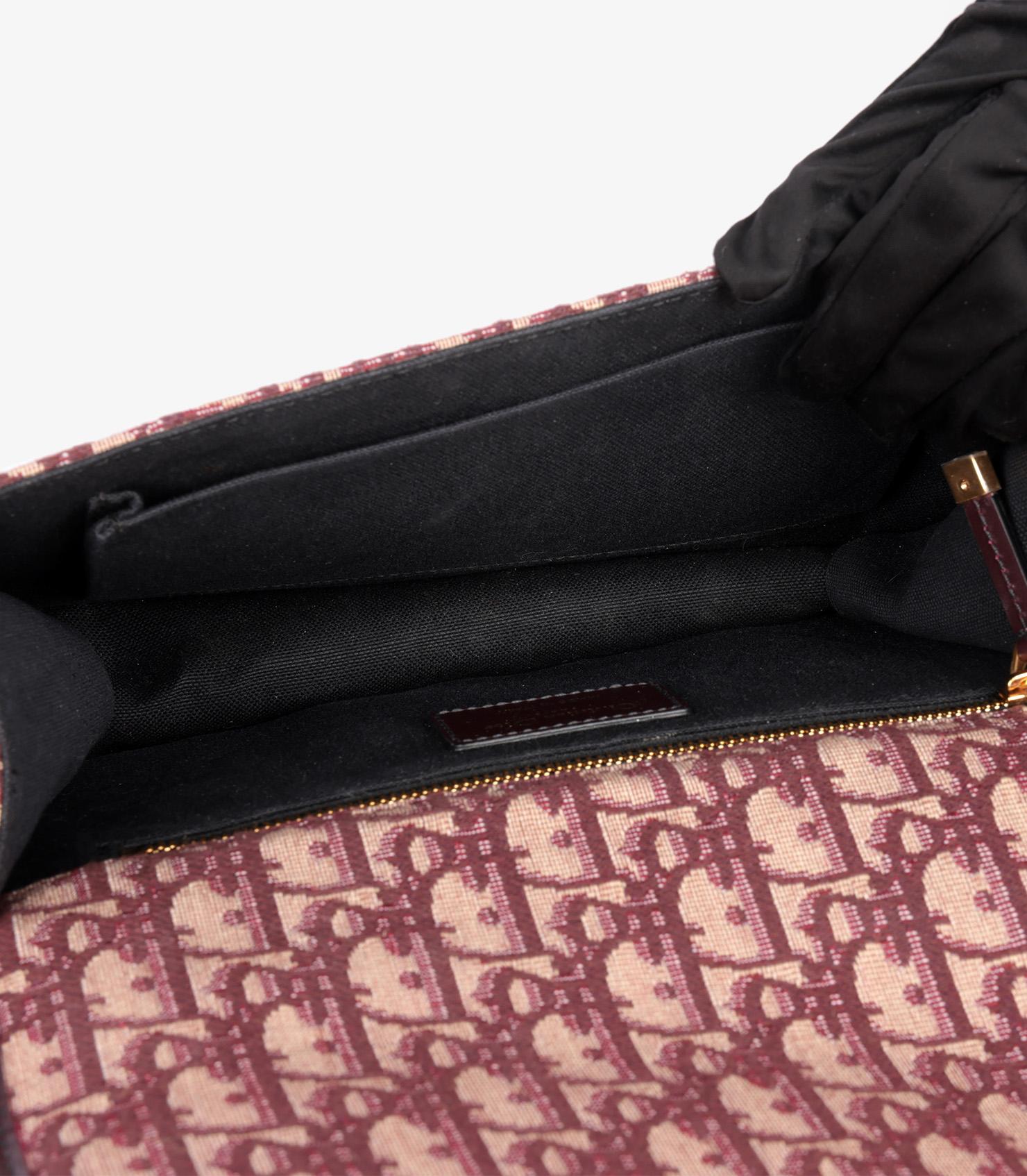 Christian Dior Burgundy Oblique Jacquard & Calfskin Leather 30 Montaigne Bag im Angebot 4