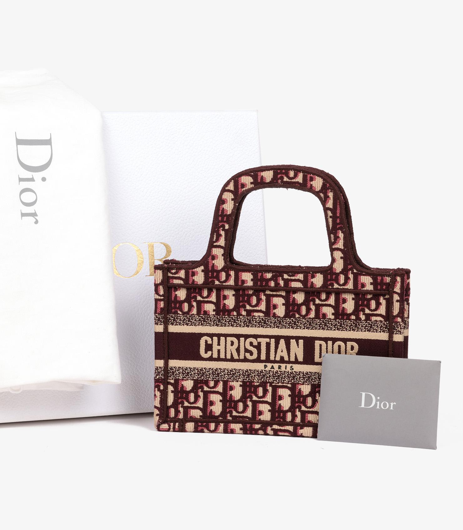 Christian Dior Burgundy Oblique Monogram Canvas Mini Book Tote in vendita 6