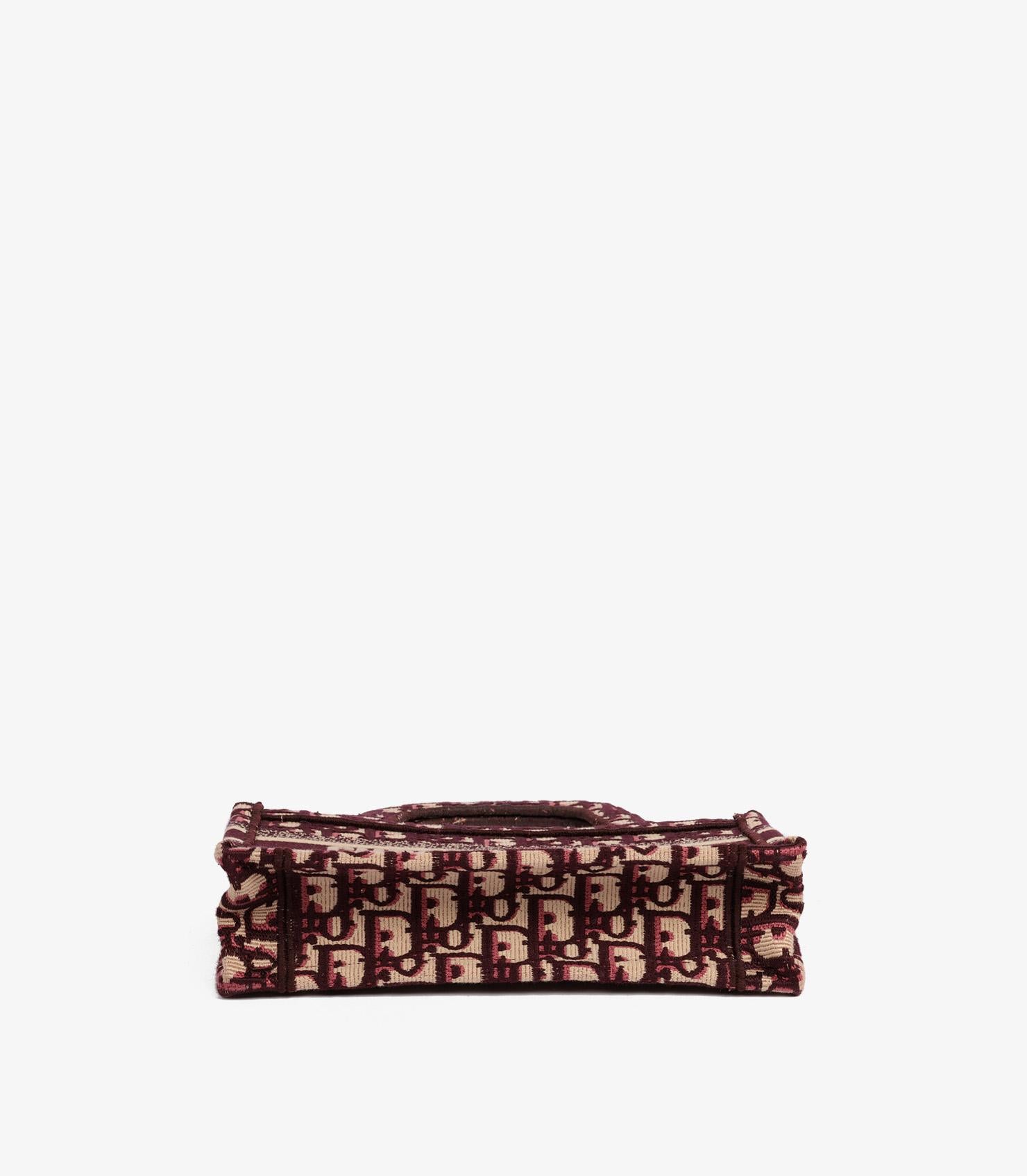 Christian Dior Burgundy Oblique Monogram Canvas Mini Book Tote 1