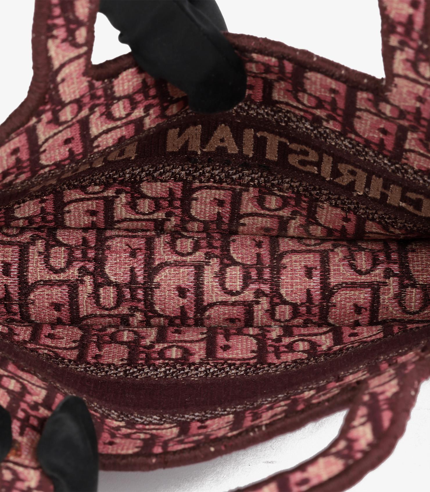 Christian Dior Burgundy Oblique Monogram Canvas Mini Book Tote in vendita 3