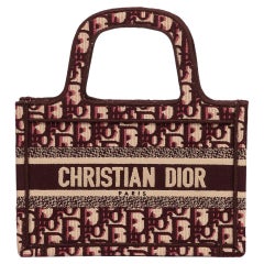 Christian Dior - Tote a libro in tela Monogram obliqua bordeaux