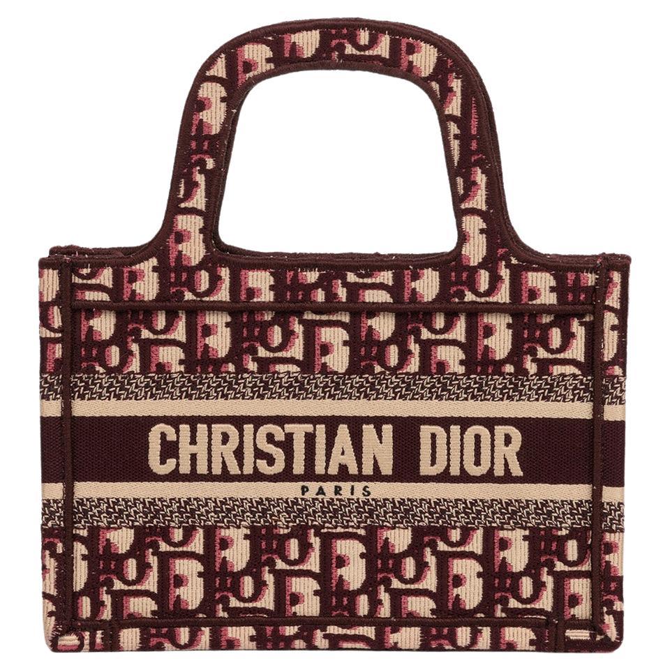 Christian Dior Burgundy Oblique Monogram Canvas Mini Book Tote in vendita