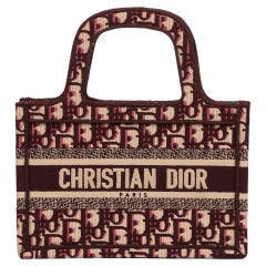 Christian Dior Burgundy Oblique Monogram Canvas Mini Book Tote