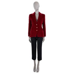 CHRISTIAN DIOR burgundy PLEATED VELVET Blazer Jacket 38 S