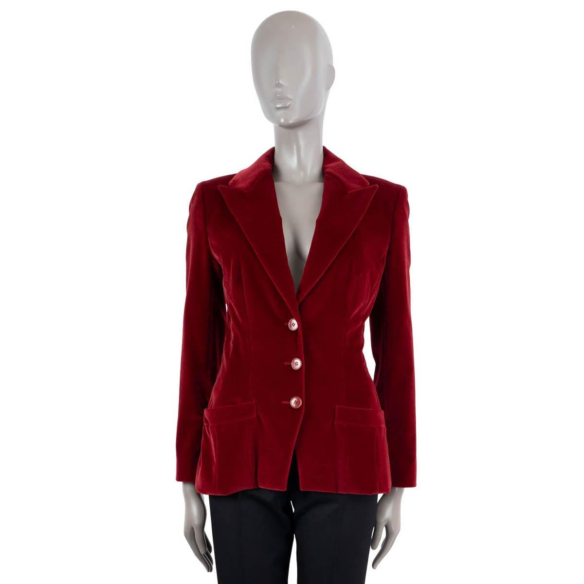Red CHRISTIAN DIOR burgundy PLEATED VELVET Blazer Jacket 38 S For Sale