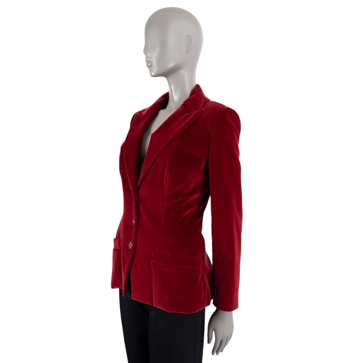 Women's CHRISTIAN DIOR burgundy PLEATED VELVET Blazer Jacket 38 S For Sale