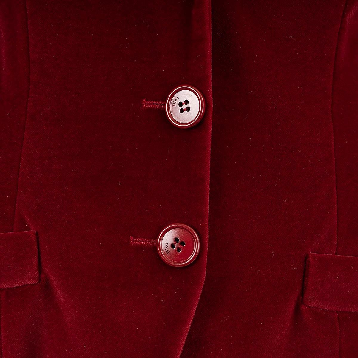 CHRISTIAN DIOR burgundy PLEATED VELVET Blazer Jacket 38 S For Sale 2