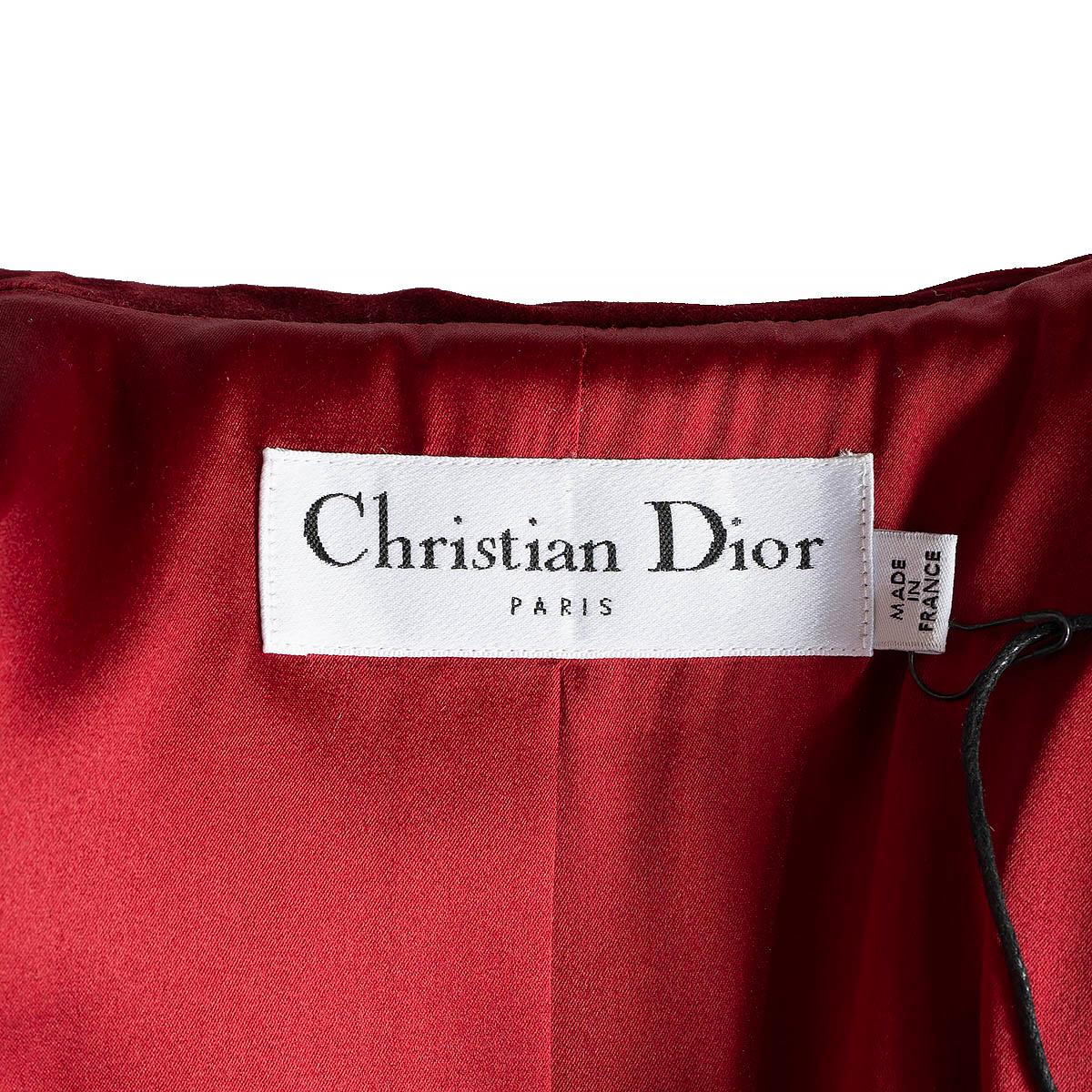 CHRISTIAN DIOR burgundy PLEATED VELVET Blazer Jacket 38 S For Sale 3