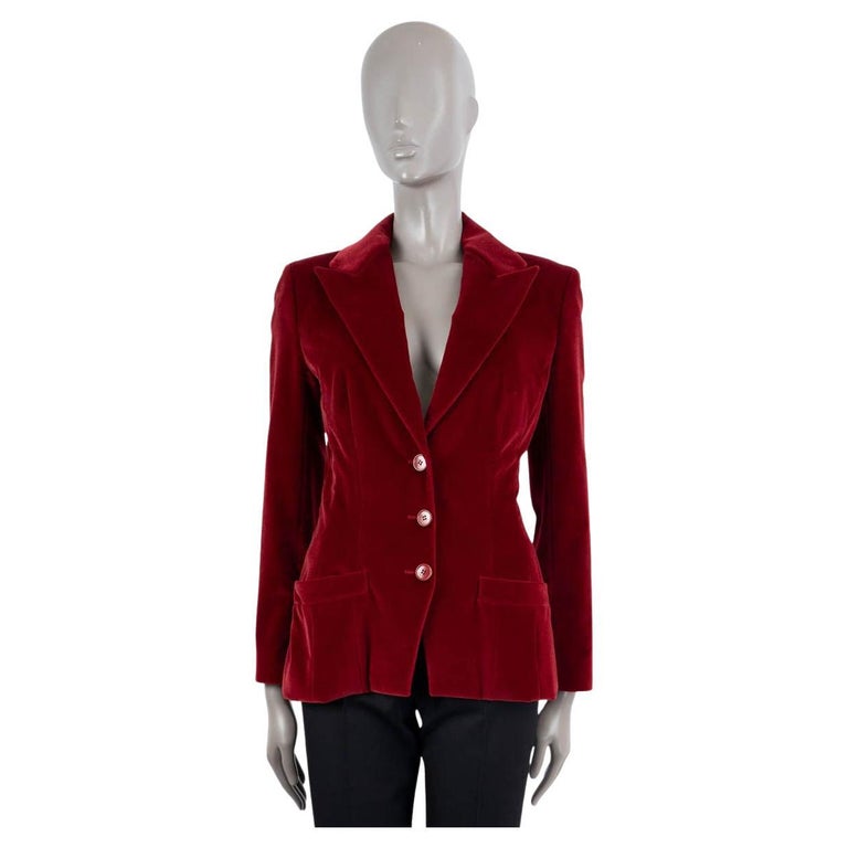 CHRISTIAN DIOR burgundy PLEATED VELVET Blazer Jacket 38 S For Sale at  1stDibs