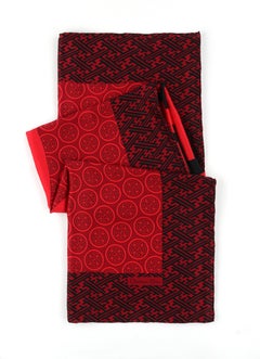 CHRISTIAN DIOR Burgundy Red & Black Oriental Asian Symbol Silk Scarf