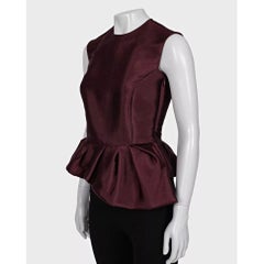 Christian Dior Burgundy Silk Blend Peplum Top - Size M / FR38