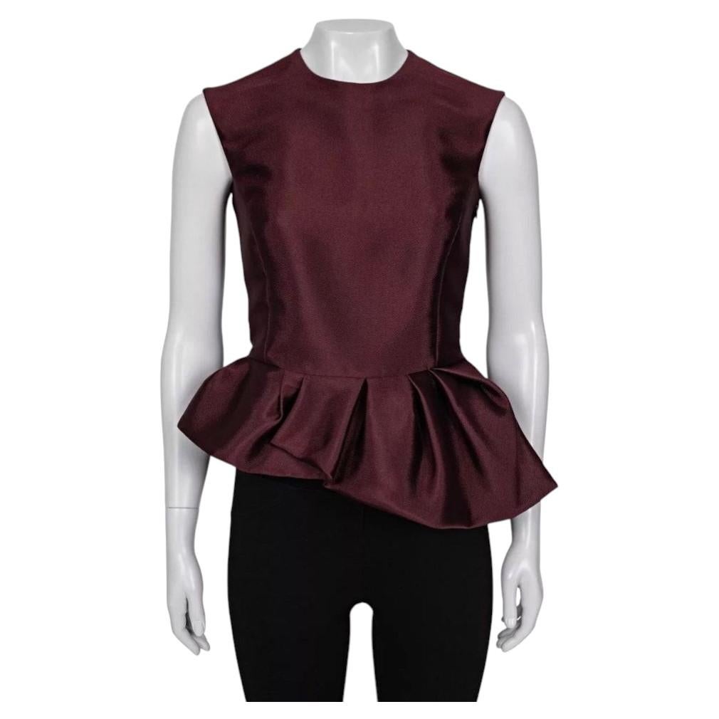 Christian Dior Burgundy Silk Blend Peplum Top - Size M / FR38 For Sale