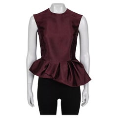 Christian Dior Burgundy Silk Blend Peplum Top - Size M / FR38